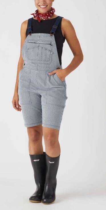 NWT Duluth Trading Co. XXL Rootstock Gardening Hickory Stripe Short Overalls - Picture 2 of 11